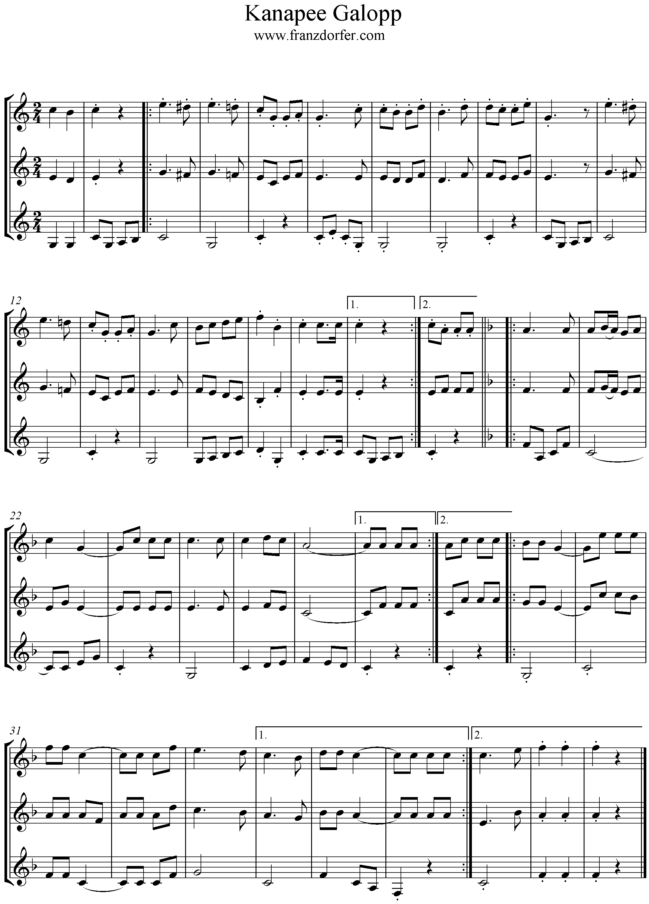 Kanapee Galopp, C-Dur, 3stimmig